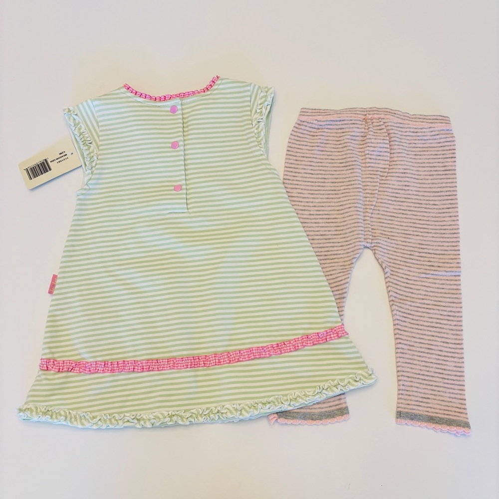 le.top 12 Dress set pants NWT embroidered floral flowers striped 2 piece pink - Picture 6 of 7